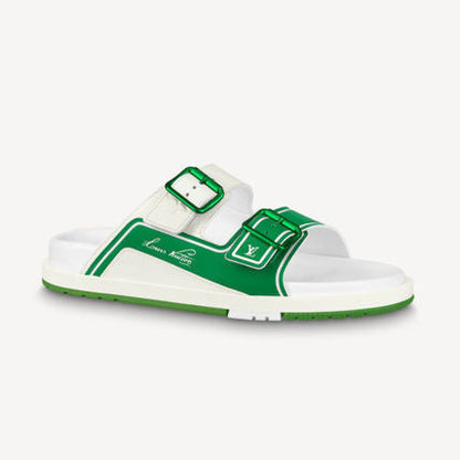 Louiss Vuitton Trainer Slide White Green